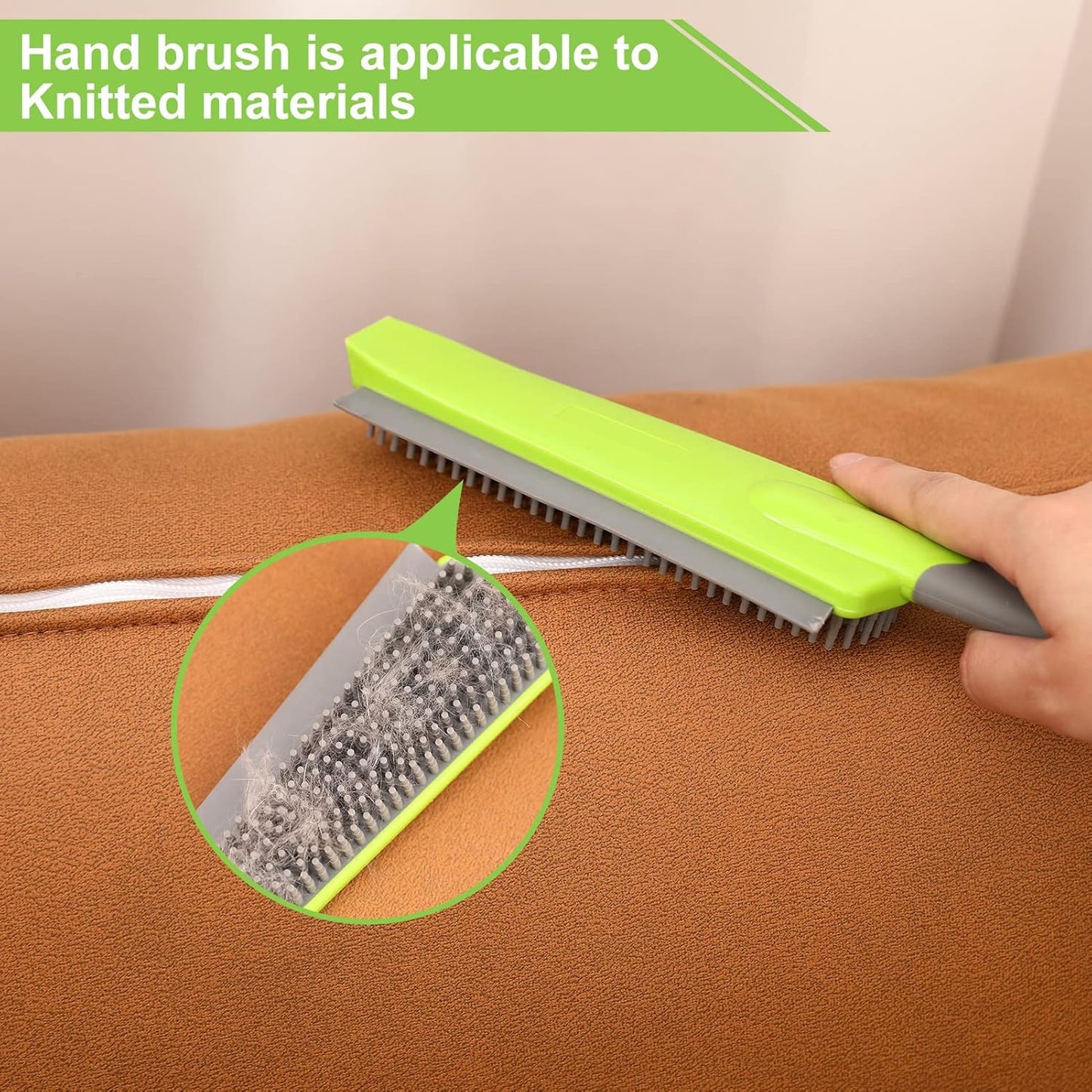 Rubber Broom with Squeegee for Carpet Pet Hair Remover,57 Inch Long Handled Fur Remover Rake,Portable Detailing Lint Brush,Pet Removal Fluff Carpet, Hardwood Floor, Tile